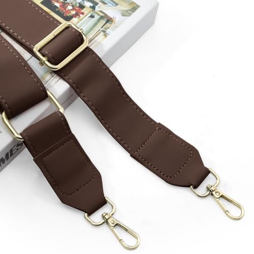 PHITUODA Dark Brown Leather Purse Strap Wide Adjustable Shoulder Purse Strap Handbags Replacement Crossbody Straps with Swivel Clasps, 33~55 inch - Image 2