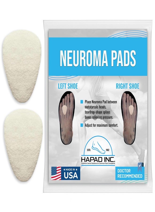 HAPAD Mortons Neuroma Pads (Pack of 1) - Teardrop-Shaped, Adhesive Wool Felt Metatarsal Pads for Men & Women - Supportive, Breathable, Comfortable Ball of Foot Pads for Pain Relief - Image 1