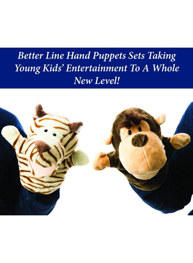 BETTERLINE Animal Hand Puppets Set for Kids & Adults - 12.5" Premium Quality Soft Plush Toys with Movable Mouths - Perfect for Storytelling, Teaching, Preschool, Role-Play - Durable, Vibrant, Educational Puppets  - Image 3