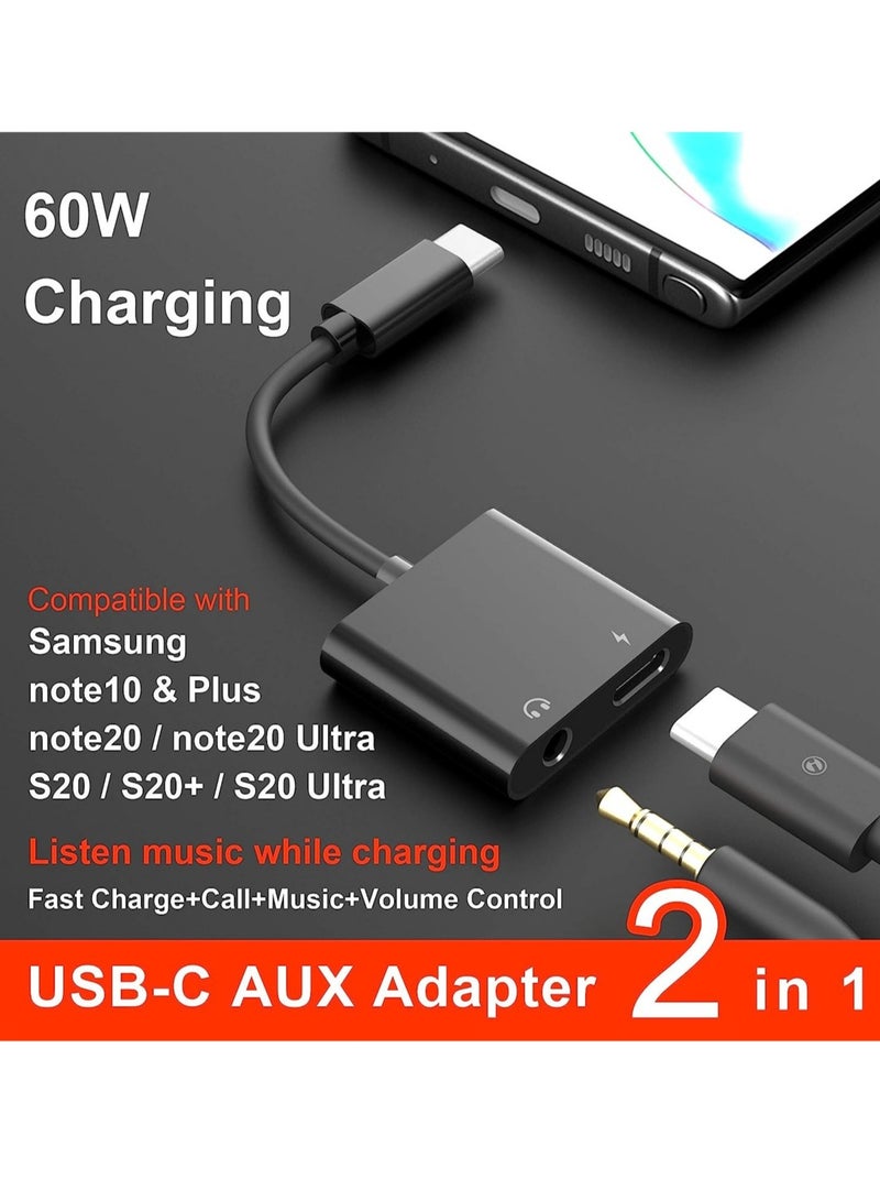USB C to 3.5mm Headphone Adapter,60W Fast Charge,ivoros Type C Audio Jack Earphone Aux Converter,Work for iPad Pro/Air 4,Samsung Galaxy S21/S20/FE 5G - Image 2