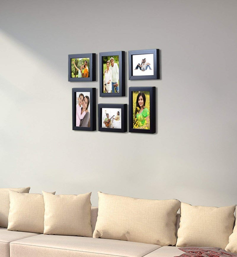 Laxmi Narayan Distributor Synthetic Wood Basics Photo Frame with Hanging Hooks4 x 6 Inch 5X7 Inch Black Set of 6  - Image 3
