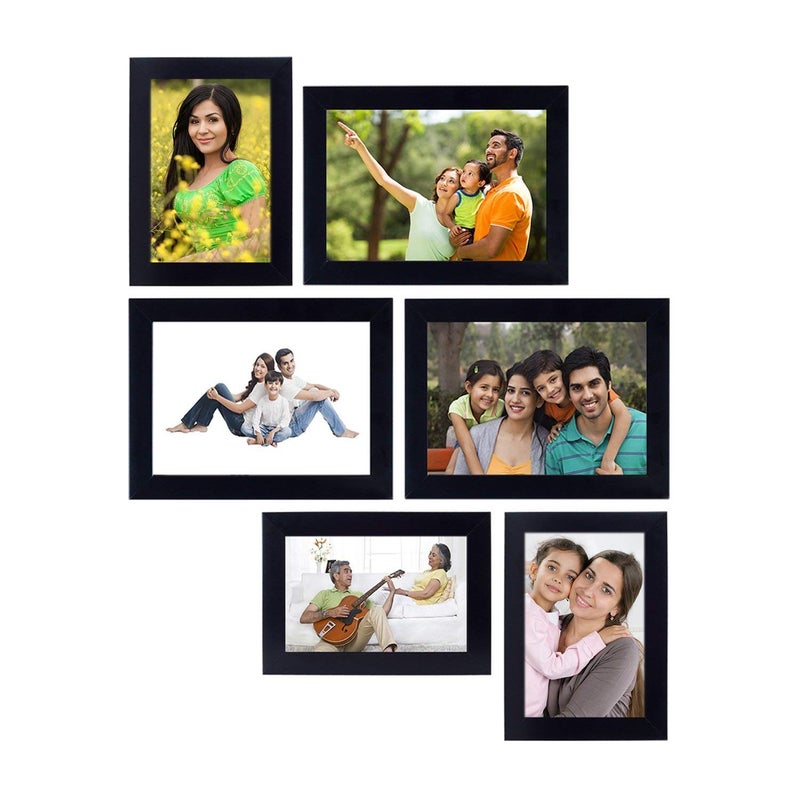 Laxmi Narayan Distributor Synthetic Wood Basics Photo Frame with Hanging Hooks4 x 6 Inch 5X7 Inch Black Set of 6  - Image 2