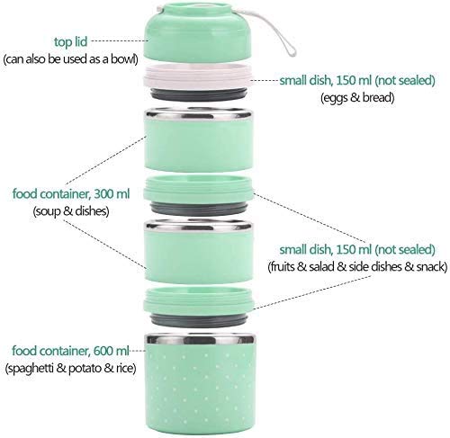 Medigo 3 Layer Stainless Steel Thermal Lunch Box and Portable Leakproof Lunch Containers for Kids Adults Men Women - Image 2