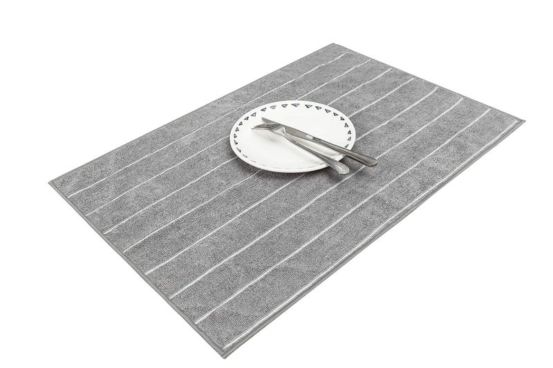 HYER KITCHEN Microfiber Kitchen Towels - Super Absorbent  Soft and Solid Color Dish Towels  8 Pack (Stripe Designed Grey and White Colors)  26 x 18 Inch  - Image 5