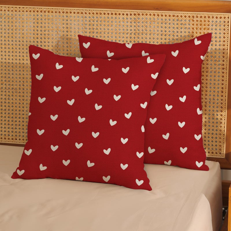 JEFERSO Valentine's Day Pillow Covers 20x20 Inch Set of 2, Red Love Heart Valentines Throw Pillows Valentines Decor Square Red Pillowcase Anniversary Decorative Outdoor Cushion Case for Sofa Couch - Image 2