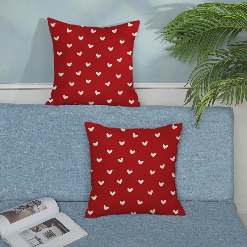 JEFERSO Valentine's Day Pillow Covers 20x20 Inch Set of 2, Red Love Heart Valentines Throw Pillows Valentines Decor Square Red Pillowcase Anniversary Decorative Outdoor Cushion Case for Sofa Couch - Image 3