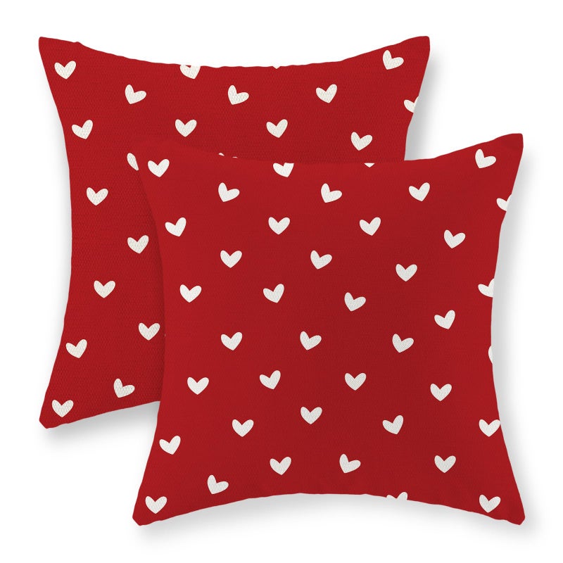 JEFERSO Valentine's Day Pillow Covers 20x20 Inch Set of 2, Red Love Heart Valentines Throw Pillows Valentines Decor Square Red Pillowcase Anniversary Decorative Outdoor Cushion Case for Sofa Couch - Image 1