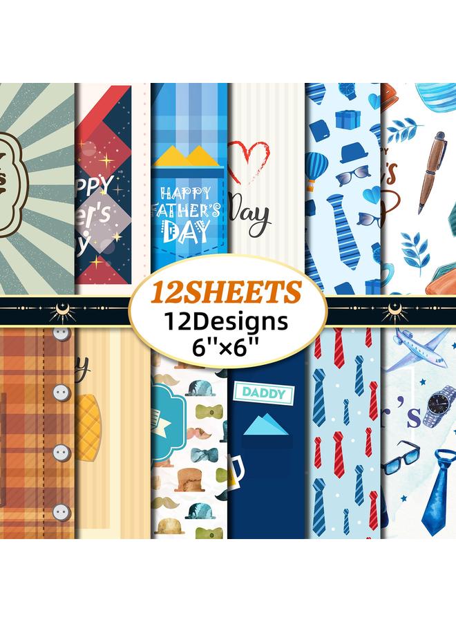 Bluejw 12 Sheets Per Pack Of Blue Father's Day Handbook Material Paper Notes Non-sticky Ins Handbook Material - Image 2