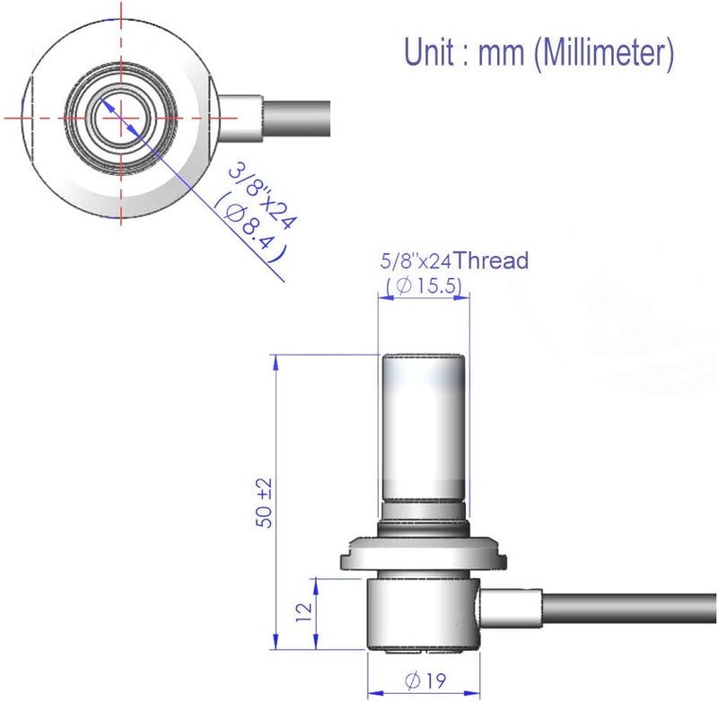 UngSung 3/8 x 24 Vehicle CB Antenna Mount with 15FT Coax RG58A/U Cable - Image 5