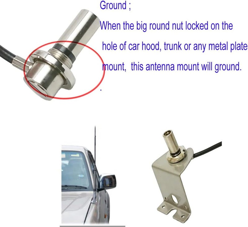UngSung 3/8 x 24 Vehicle CB Antenna Mount with 15FT Coax RG58A/U Cable - Image 3