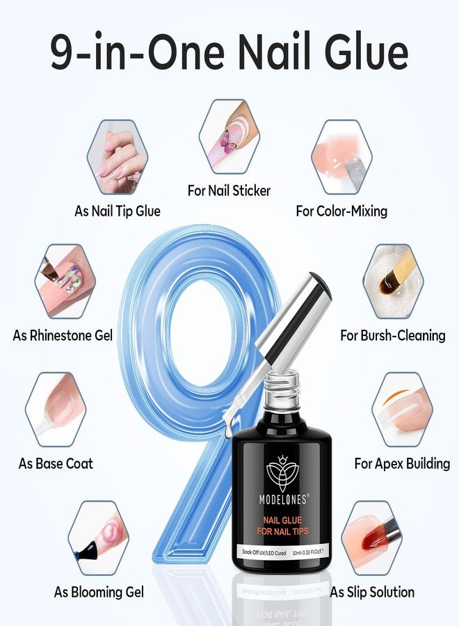 Modelones Gel X Nail Kit, Medium Almond Gel x Nail Tips, 9-in-One Nail Glue & Portable U V Nail Lamp, 216Pcs 12Sizes Press On Acrylic False Nails Tip Nails Art DIY Nail Extension for Women - Image 4
