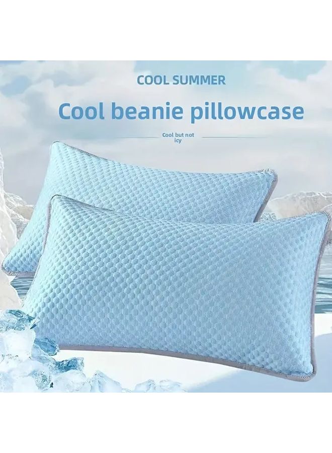 Queen Size Sky Blue 1pc Soft Cooling Pillowcase Breathable 100 Percent Polyester Bedding For Summer Elegant Patterns Machine Washable - Image 2