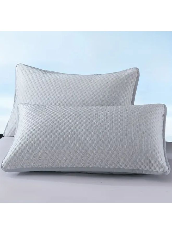Queen Size Sky Blue 1pc Soft Cooling Pillowcase Breathable 100 Percent Polyester Bedding For Summer Elegant Patterns Machine Washable - Image 5