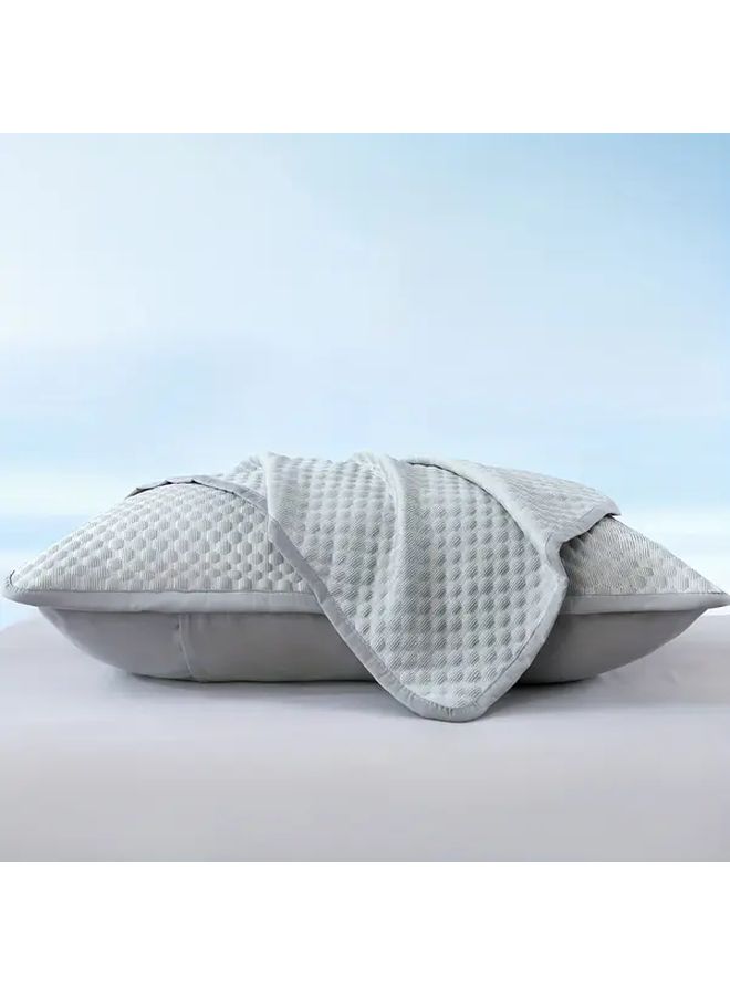 Queen Size Sky Blue 1pc Soft Cooling Pillowcase Breathable 100 Percent Polyester Bedding For Summer Elegant Patterns Machine Washable - Image 4
