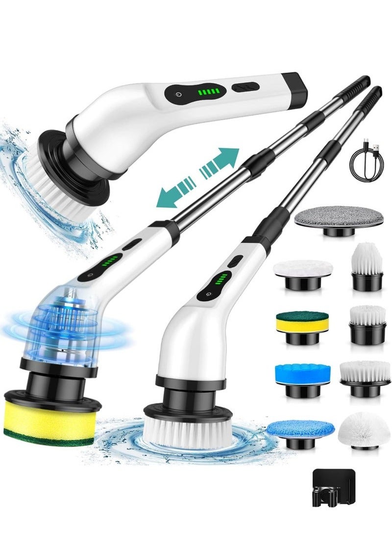 Electric Spin Scrubber Cordless Cleaning Brush with 9 Replaceable Drill Brush Heads and 48 Inch Adjustable Extension Arm Power Shower Scrubber for Bathroom Kitchen Floor Tile Tub  - Image 1