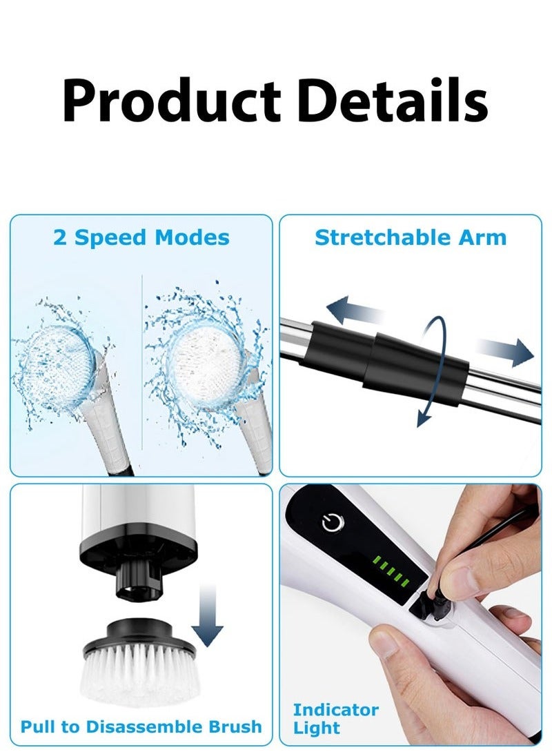 Electric Spin Scrubber Cordless Cleaning Brush with 9 Replaceable Drill Brush Heads and 48 Inch Adjustable Extension Arm Power Shower Scrubber for Bathroom Kitchen Floor Tile Tub  - Image 2
