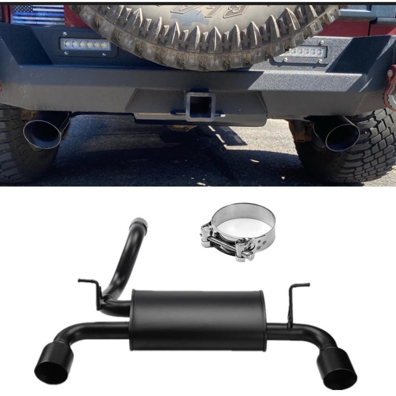 Generic Wensdy Exhaust Muffler System Kit Cat-Back Black Dual Outlet CatBack Compatible with 2007-2018 Jeep Wrangler JK 2/4 Door  - Image 1