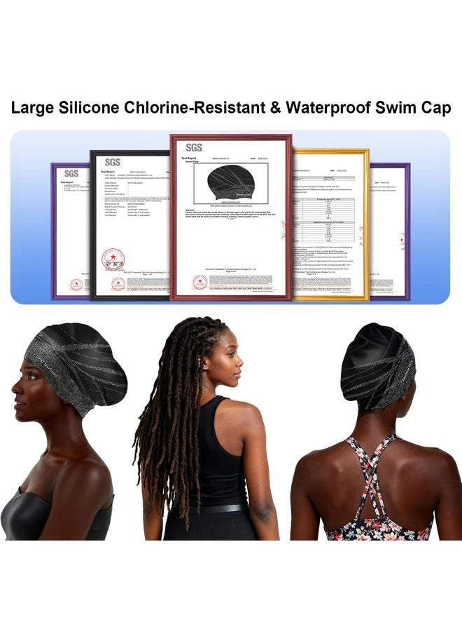 BlueNest Dive Long Hair Silicone Swim Cap Highly Elastic Keeps Hair Dry Suitable for Curly Hair, Braided Hair, African Dreadlocks, Thick Hair, and Inner Silk Lining Swim Cap (Black) - Image 4