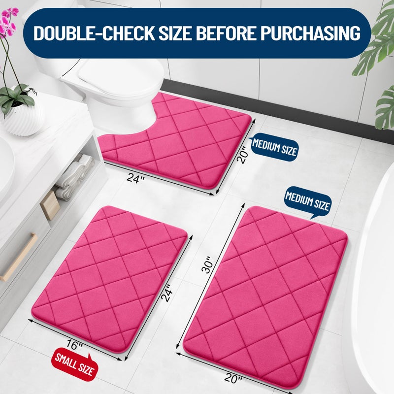 OLANLY Memory Foam Bath Mat 30x20  Ultra Soft and Absorbent Bathroom Mat  Machine Washable Bathroom Rugs  Comfortable  Thick Bath Rugs Carpet for Bathroom Floor  Tub and Shower  Deep Pink - Image 1