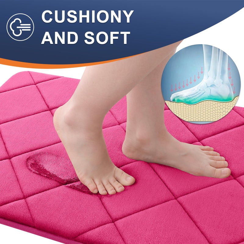OLANLY Memory Foam Bath Mat 30x20  Ultra Soft and Absorbent Bathroom Mat  Machine Washable Bathroom Rugs  Comfortable  Thick Bath Rugs Carpet for Bathroom Floor  Tub and Shower  Deep Pink - Image 2