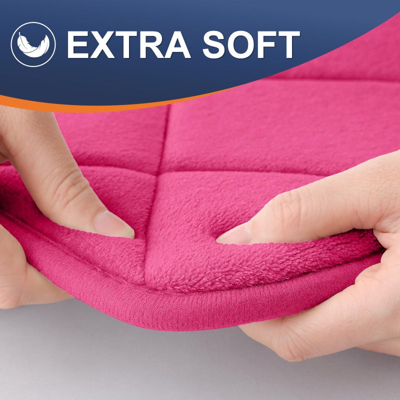 OLANLY Memory Foam Bath Mat 30x20  Ultra Soft and Absorbent Bathroom Mat  Machine Washable Bathroom Rugs  Comfortable  Thick Bath Rugs Carpet for Bathroom Floor  Tub and Shower  Deep Pink - Image 3