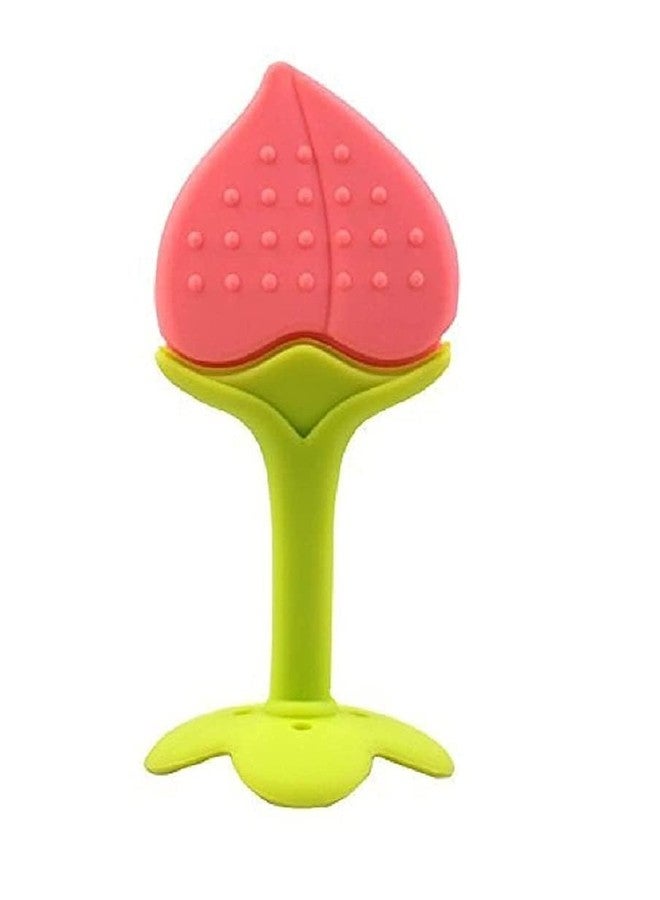 Chopchi Baby Teething Toys for Babie 6 to 12 Months, BPA Free Soft and Textured Fruit Shaped Silicone Teether Relief Soothing Sore Gums Chew Infant Toys (Pack of-1, Pink) - Image 1