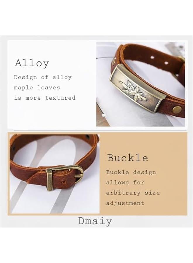 Arabest Vintage Leather Bracelets Brown Boho Bracelet Buckle Clasp Leaves Bracelets Handmade for Women and Men  - Image 4