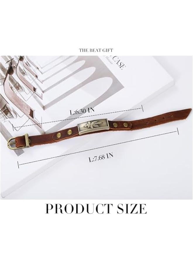 Arabest Vintage Leather Bracelets Brown Boho Bracelet Buckle Clasp Leaves Bracelets Handmade for Women and Men  - Image 5