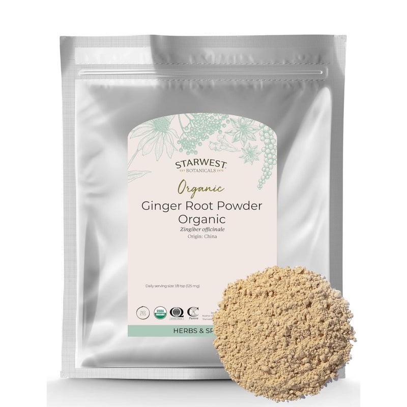Starwest Botanicals Organic Ginger Root Powder Ground Ginger Herb for Tea Baking Cooking Natural Herbal Spice Supports Digestion Certified Kosher NonGMO Bulk 2 lb Bag