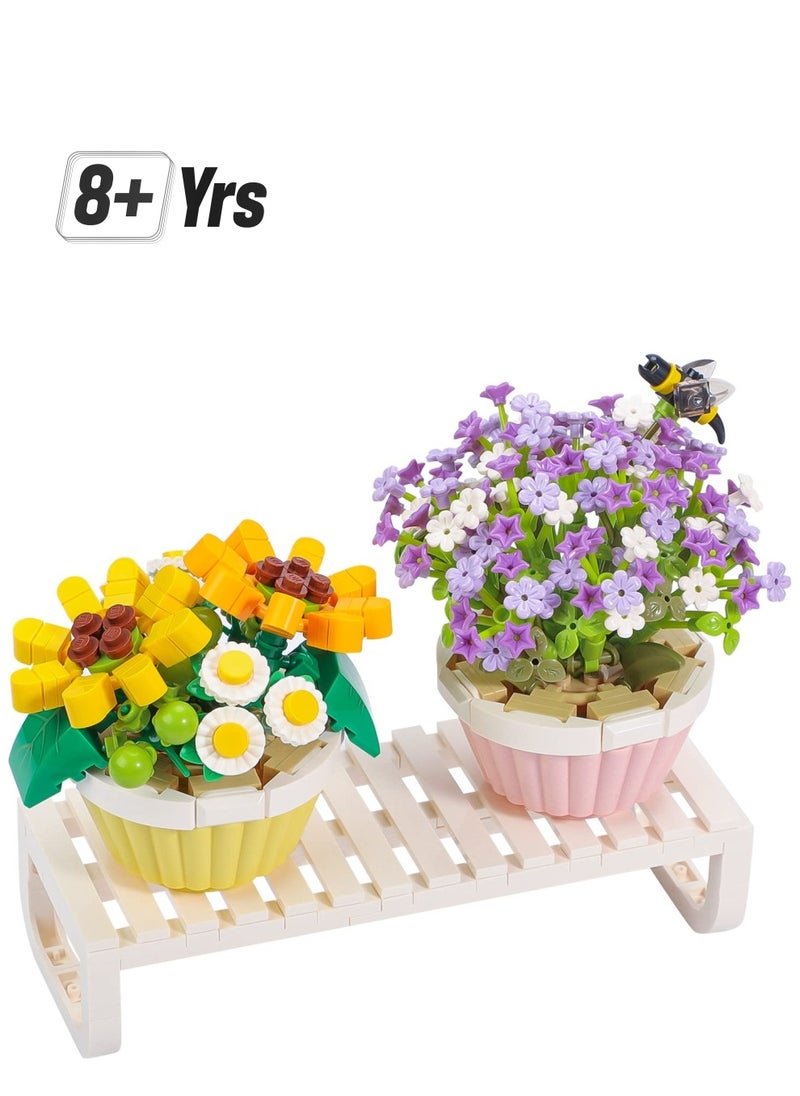 KASTWAVE Mini Sunflower Bonsai Tree Building Block Set Cute Pot Plant Toys Kit Love Romantic Gifts Creative Home Decor for Girlfriends Women Adults  - Image 1