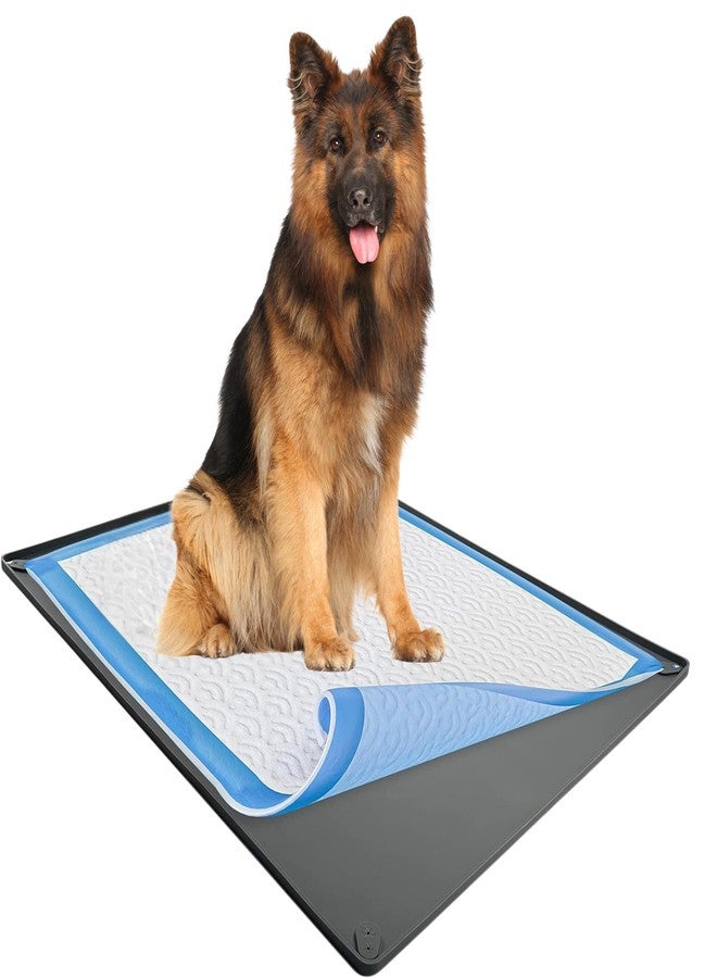Skywin TidyFriend Dog Pee Pad Holder Tray Fits for 27.5” x 44” Pee Pads with Corner Lock Holes, Raised Edges, Non-Spill, Easy to Clean Silicone Dog Potty Tray Holder, for Indoor Floor Protection (Grey) - Image 1