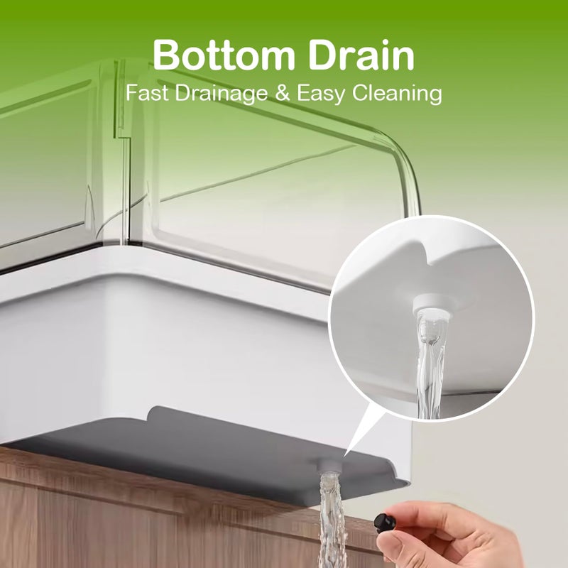 Clioran طقم موطن أكريليك لخزان السلحفاة Clioran مع فلتر صامت وتصريف سفلي، ضوء منصة basking UVB، حاوية مائية متعددة المناطق مع مخبأ، منطقة تغذية، نبات، شبكة وإكسسوارات للسلحفاة الصغيرة - Image 5