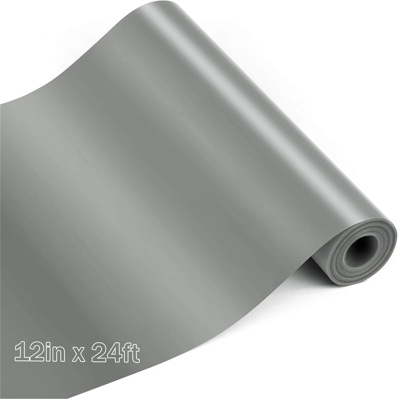 Flasoo Heat Transfer Vinyl Rolls, 12" x 24ft HTV Iron on Vinyl for Shirts, Compatible with All Cutting Machine, Easy to Cut & Weed(Silver) - Image 1