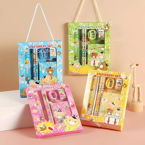 Sillyme 6pcs Cute Cartoon Stationery Set - Includes Pencil, scale, eraser - Return Gifts Birthday Party for kids - Best Birthday Return Gifts for Kids in Bulk - Return Gifts for Kids Age 8 12 3 5 6 - Image 4