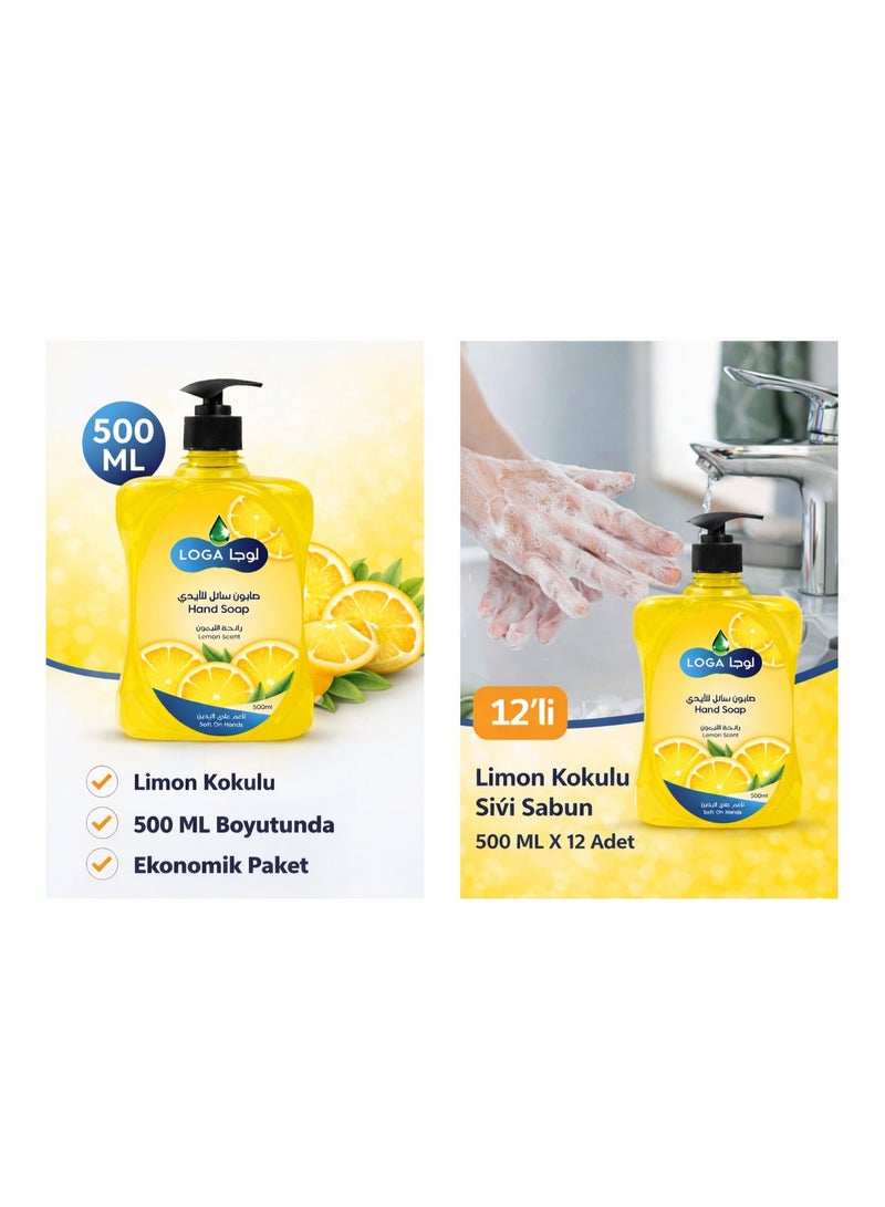 LOGA Lemon Hand Soap 450ML Refreshing Citrus Liquid Hand Wash Pump Bottle Soft Hands KSA - Image 1