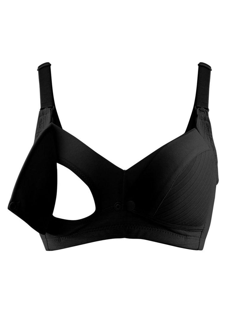 Okus - Comfy Cotton Maternity And Nursing Bra Black Medium - Image 1