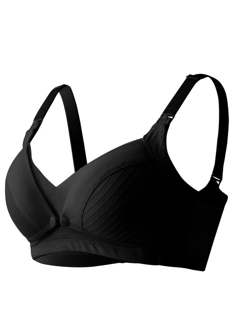 أوكوس Comfy Cotton Maternity And Nursing Bra Black Medium