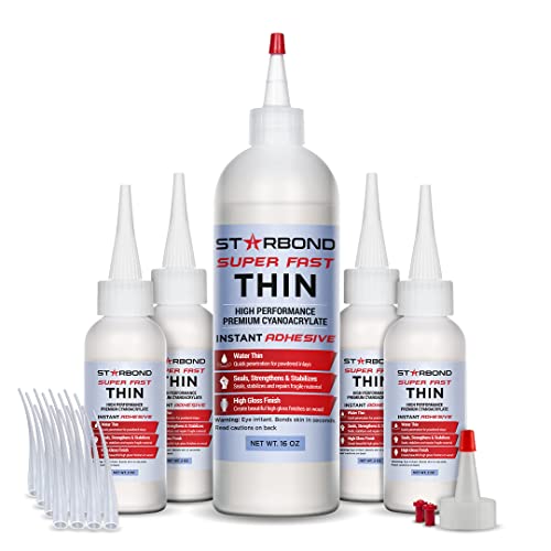 Starbond Premium Grade Cyanoacrylate CA Super Glue by Starbond 16 oz Complete Refill KIT 453g Super Fast Thin Adhesive Precise Application for Woodturning CA Finish Woodworking Hobby Models Inlay - Image 1