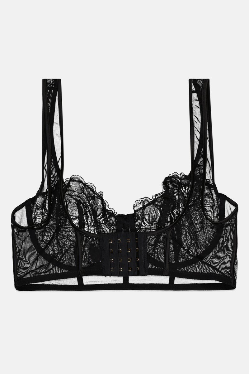 women'secret Women Non Padded Underwired Lace Bra, Black - Image 2