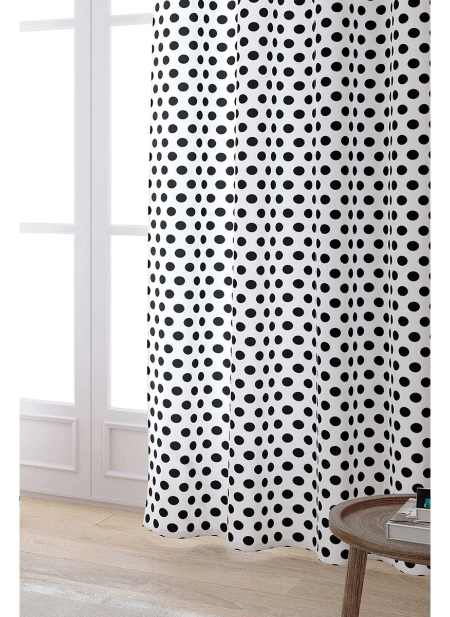 Cango Home White Black Polka Dot Patterned Digital Printed Curtain CGH1040-PR