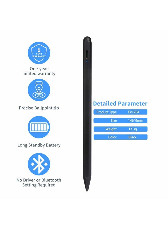 EVACH Stylus Pens for Lenovo Tab P12/P11 Pro Pencil, Capacitive High Sensitivity Digital Pencil with 1.5mm Ultra Fine Tip Stylus Pencil for Lenovo Tab P12/P11 Pro Pen, Black - Image 5