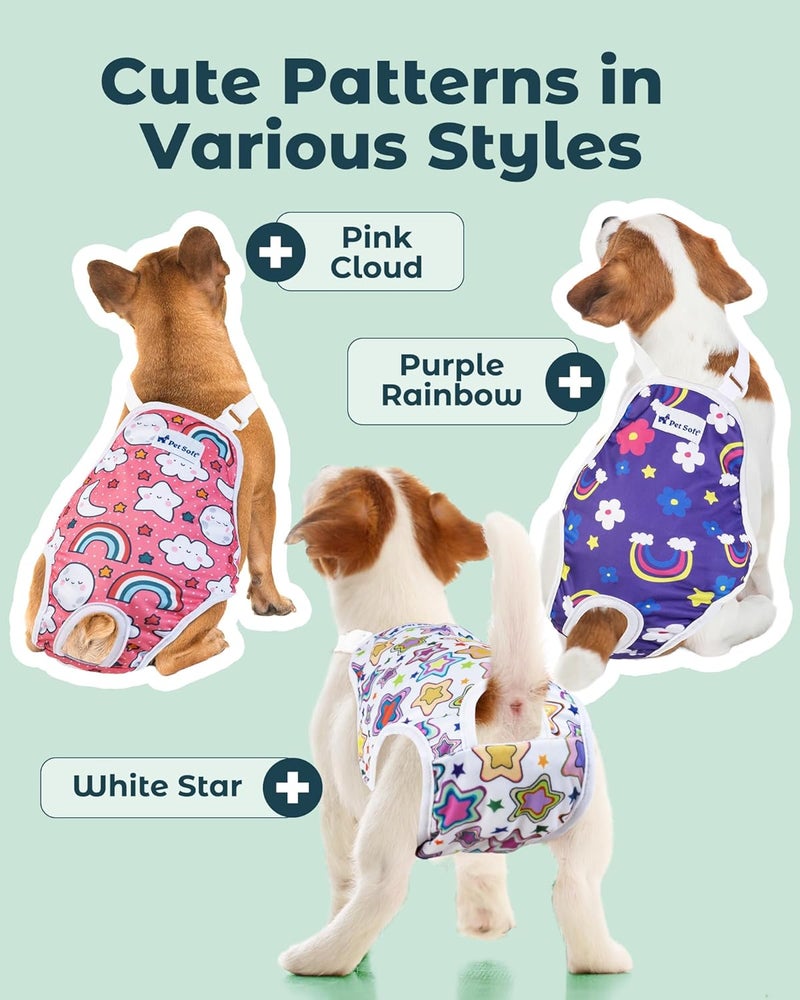 Pet Soft Dog Diapers Female Onesie Sanitary Pantie with Adjustable Suspender, Colorful Pattern Washable Puppy Diapers Female, Super Absorbent Underwear Female Dog Diapers for Heat (Nature, M) - Image 2
