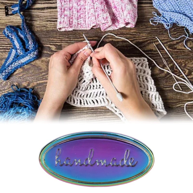 Colorful Alloy Metal Tags 5 Pack Handmade Labels For DIY Crochet Bags Wallets Sewing Crafts - Image 4