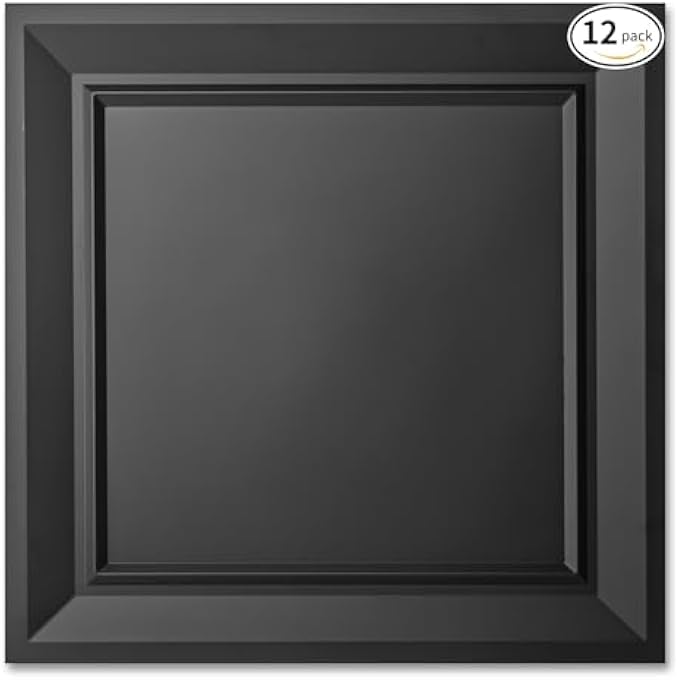 24 X 24 DROP CEILING TILES, 12 PACK DROP IN SYSTEM HIGH GRADE PVC WALL PANELS, FIRE RATED, WATERPROOF, LIGHT WEIGHT, PREVENT BREAKAGE, COVER 48 SQ.FT, BLACK - Image 2