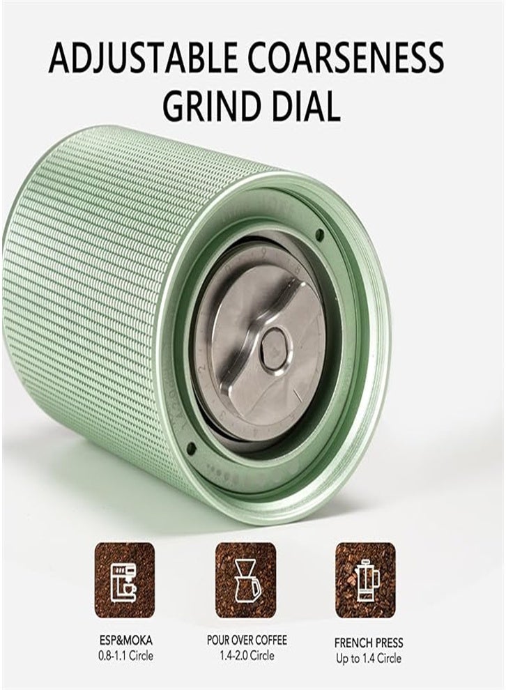 تايم مور مطحنة قهوة يدوية من تايم مور كستناء C3s برو، نسخة مطورة، مطحنة من الفولاذ المقاوم للصدأ مع ضبط دقيق للطحن، مقبض قابل للطي، مناسبة للسفر والفنادق (أخضر) - Image 4