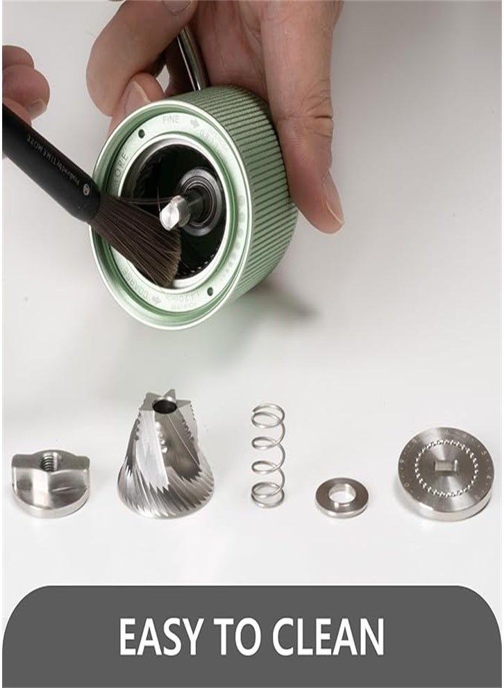 تايم مور مطحنة قهوة يدوية من تايم مور كستناء C3s برو، نسخة مطورة، مطحنة من الفولاذ المقاوم للصدأ مع ضبط دقيق للطحن، مقبض قابل للطي، مناسبة للسفر والفنادق (أخضر) - Image 5