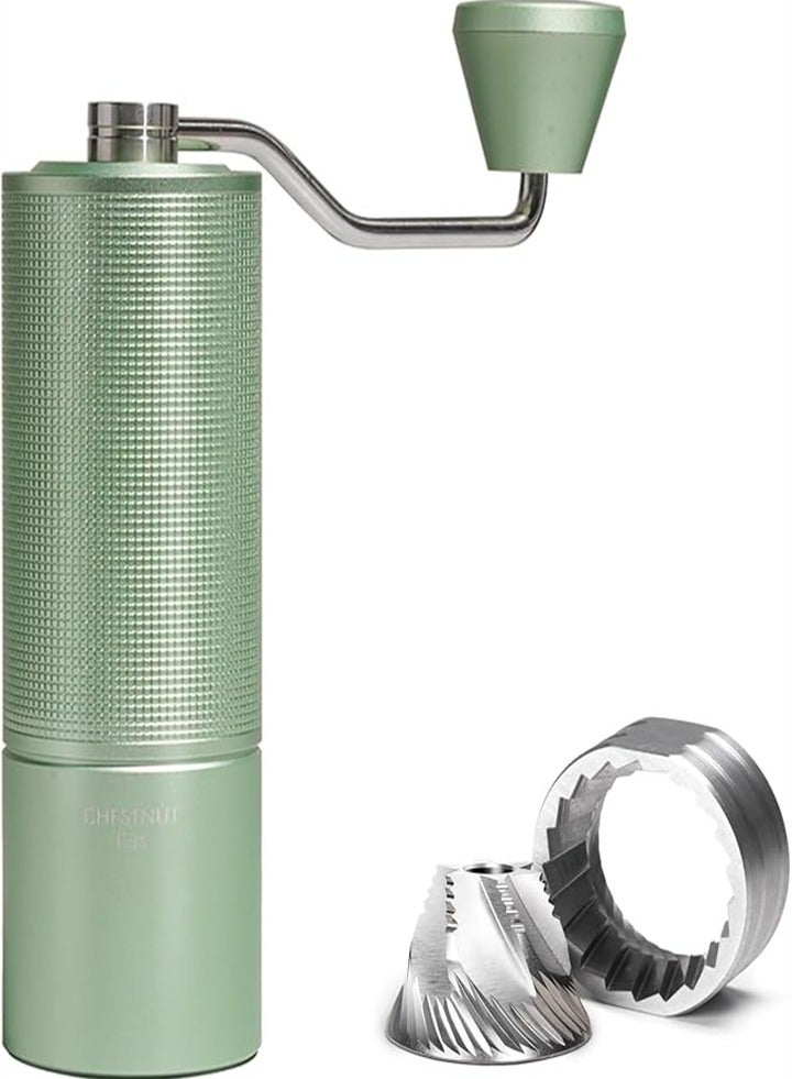 تايم مور مطحنة قهوة يدوية من تايم مور كستناء C3s برو، نسخة مطورة، مطحنة من الفولاذ المقاوم للصدأ مع ضبط دقيق للطحن، مقبض قابل للطي، مناسبة للسفر والفنادق (أخضر) - Image 1