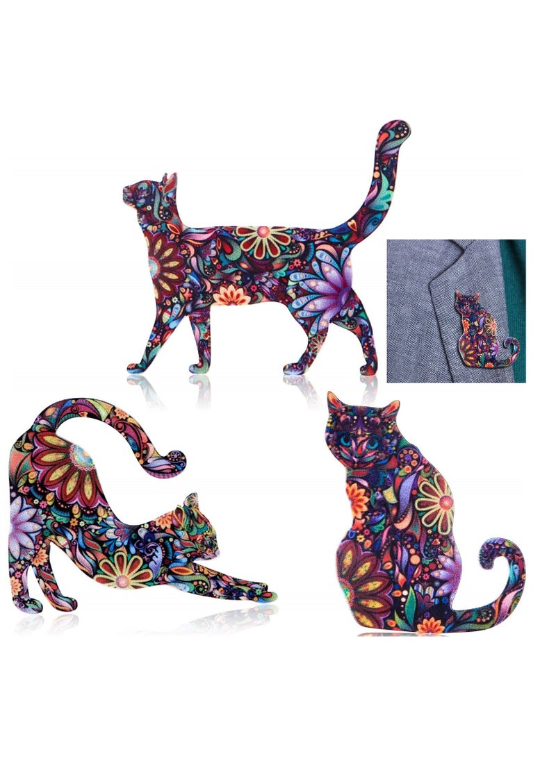 SYOSI - Adorable Acrylic Cat Brooch Pins Set of 9 Different Animal Patterns Colorful and Eye Catching Lapel Pin Badges - Image 1
