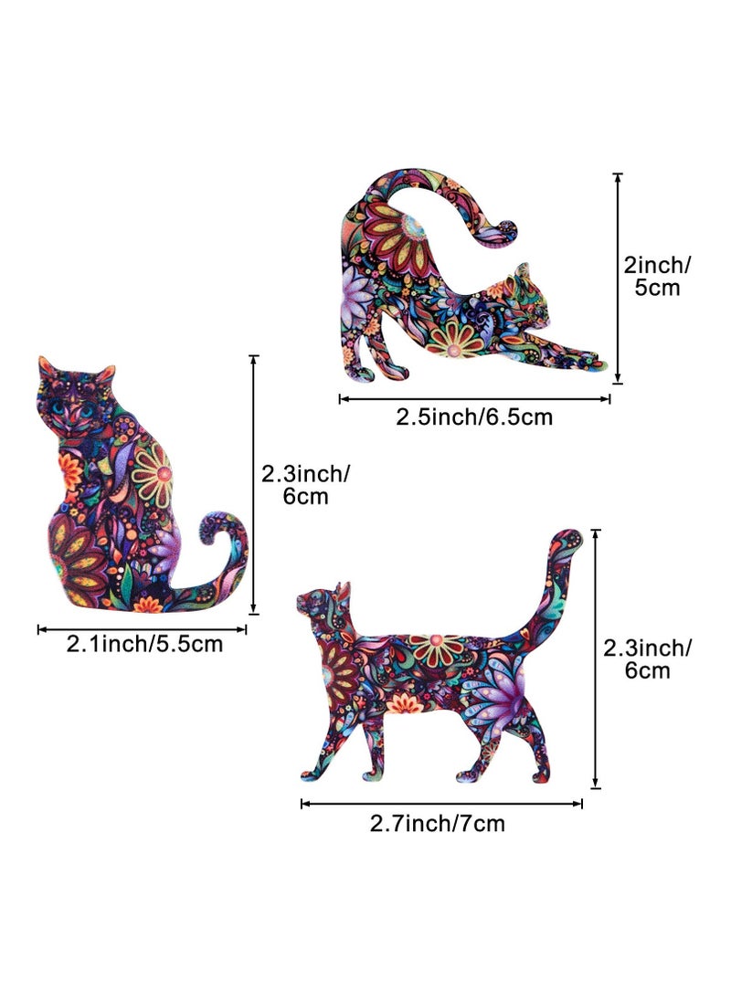 SYOSI - Adorable Acrylic Cat Brooch Pins Set of 9 Different Animal Patterns Colorful and Eye Catching Lapel Pin Badges - Image 1