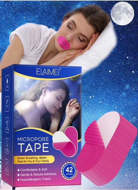 42 Pcs Micropore Tape Mouth Tape Sleep Strips Soft and Comfortable Gentle and Secure Adhesive Mouth Strips Nose Breathing Anti Snoring Better Breathing Oduor Free Sleep Strip Mouths Tape Pink